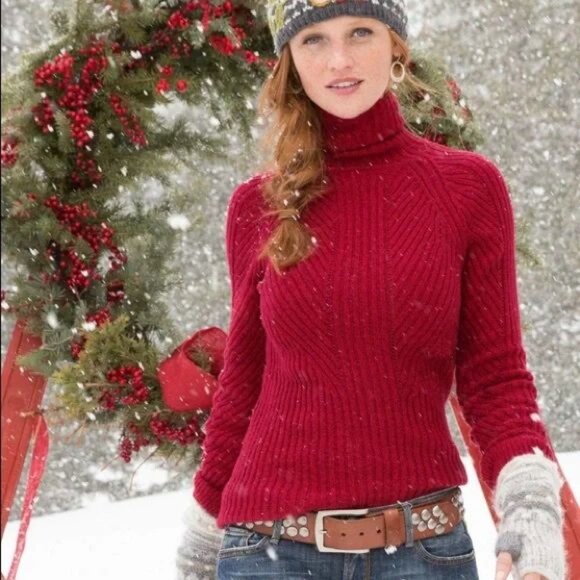 Sundance Toasty Dimensions Ribbed Turtleneck Sweater in Red Size XS - Picture 2 of 11